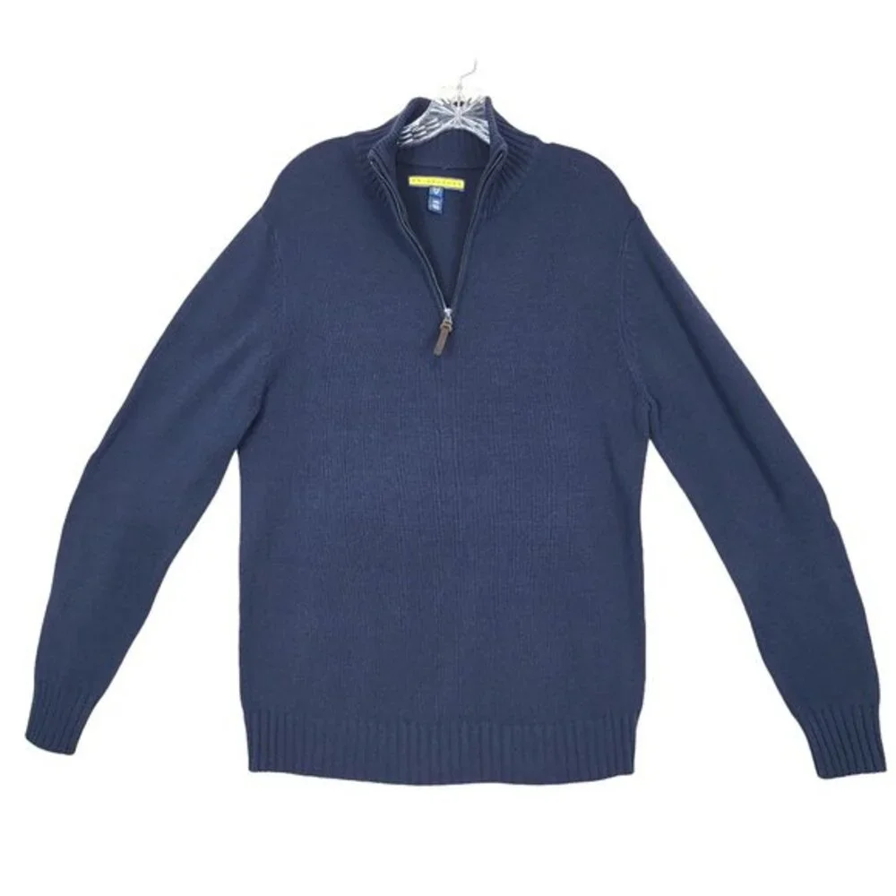 Aeropostale Prince & Fox Half Zip Sweater Men M Navy Cotton Blend Knit Pullover